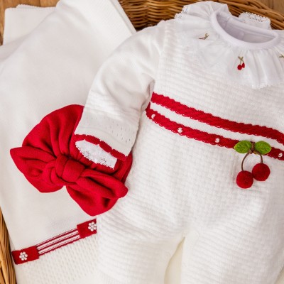  Saída de Maternidade Cerejinha - Branco e Vermelho